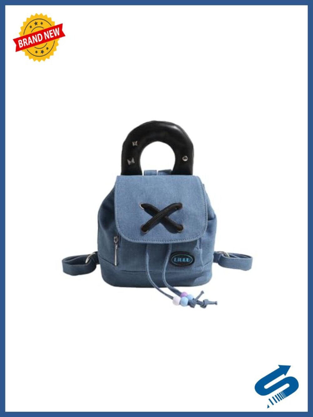 Denim Drawstring Backpack Lightweight Daypack Casual Shoulder Bag